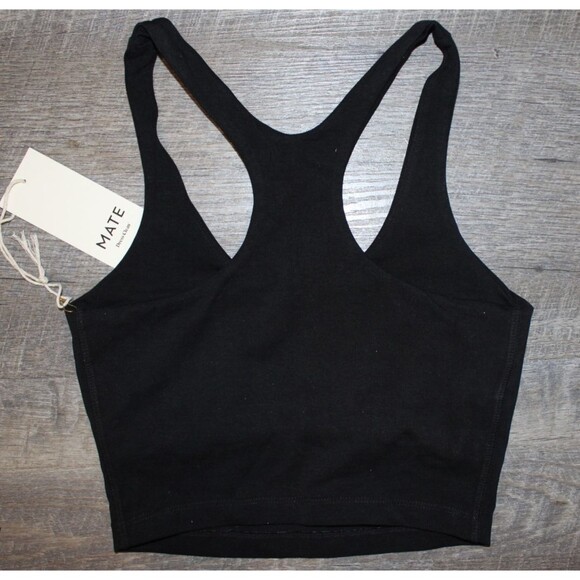 MATE THE LABEL ORGANIC STRETCH RACERBACK TANK BLACK NEW $68 - Picture 4 of 6